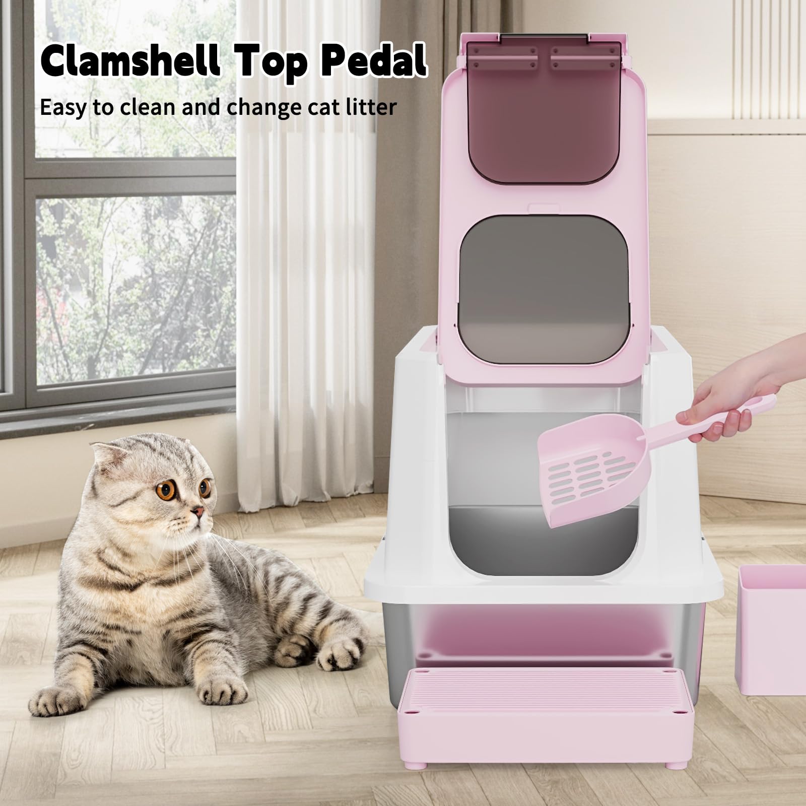 RIZZARI spacious large-capacity litter box suits active multi-cat households.
