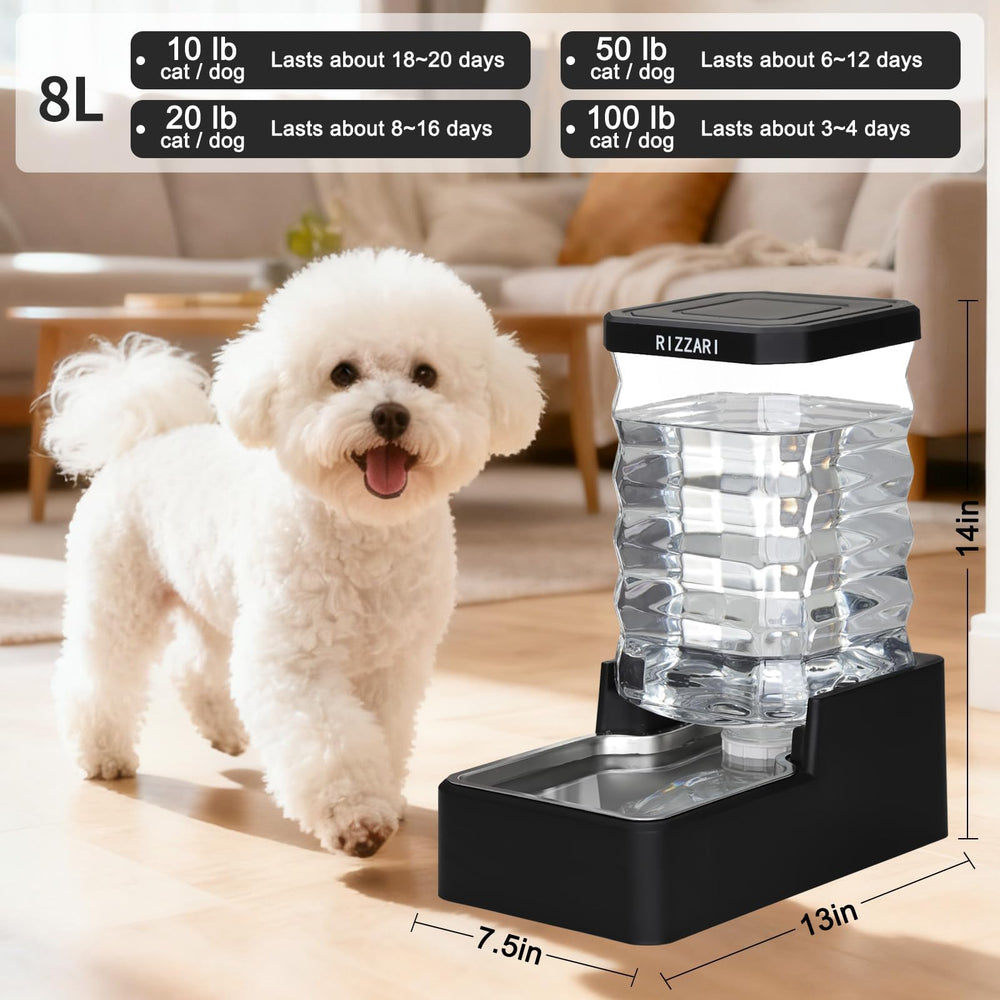 RIZZARI dog water dispenser base with leak-proof design for clean floors.