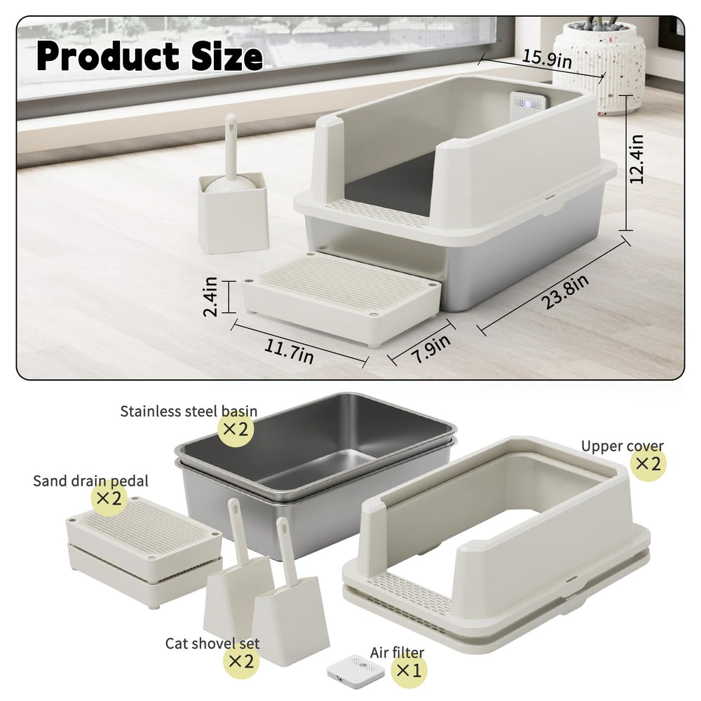 RIZZARI deodorizer-equipped litter box offering odor control for multi-cat homes.