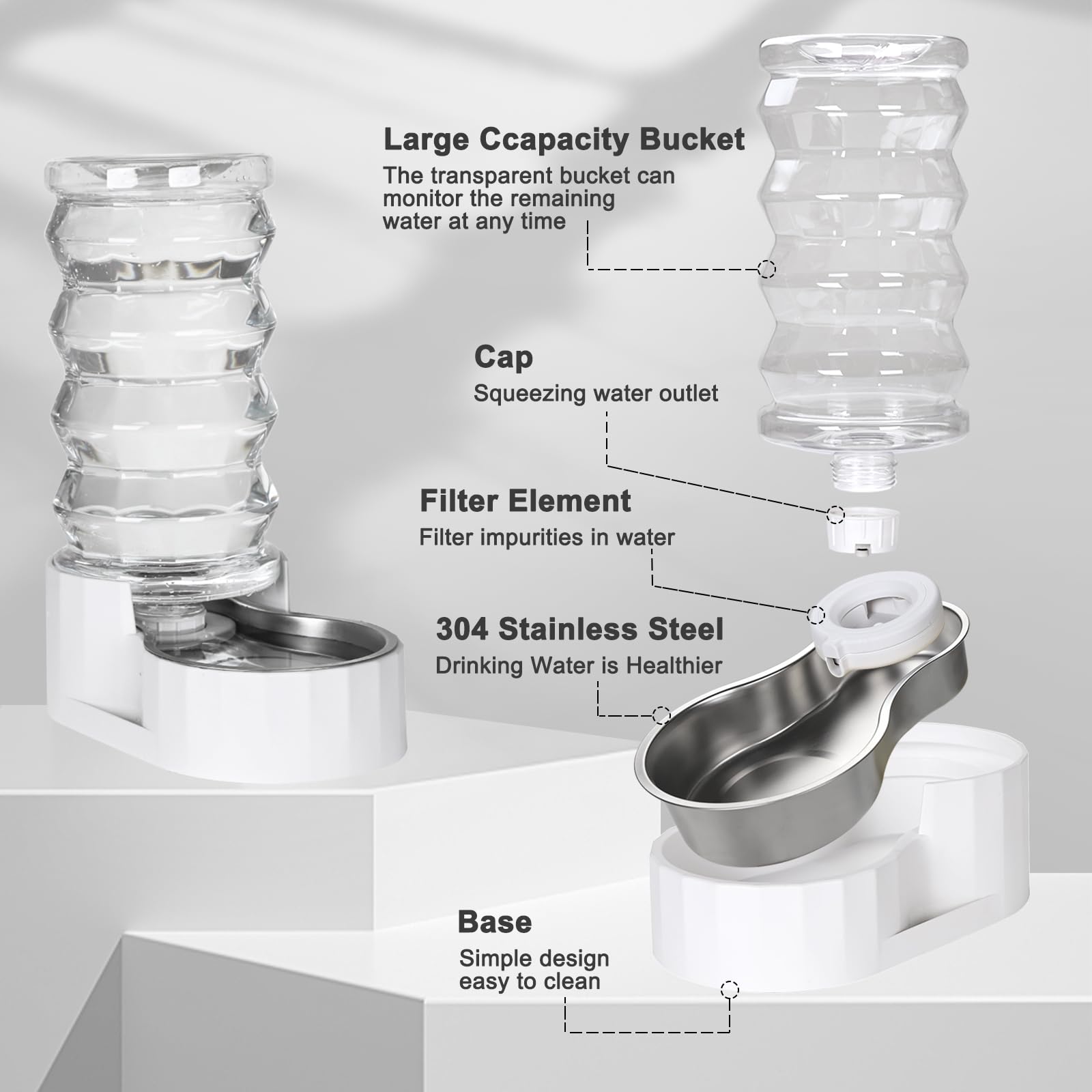 RIZZARI stainless steel pet waterer bowl design