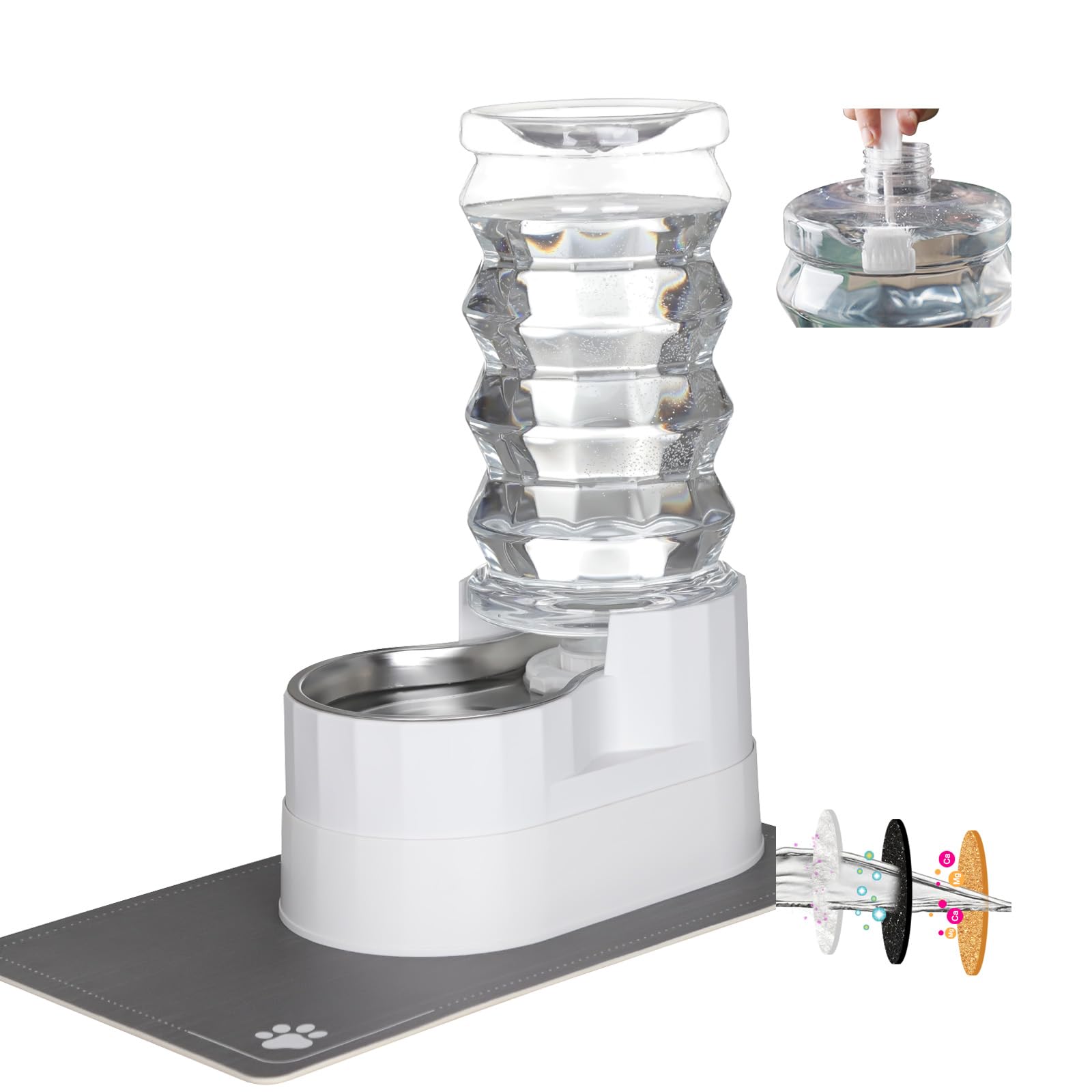 RIZZARI washable filter cartridge helps keep water clear.