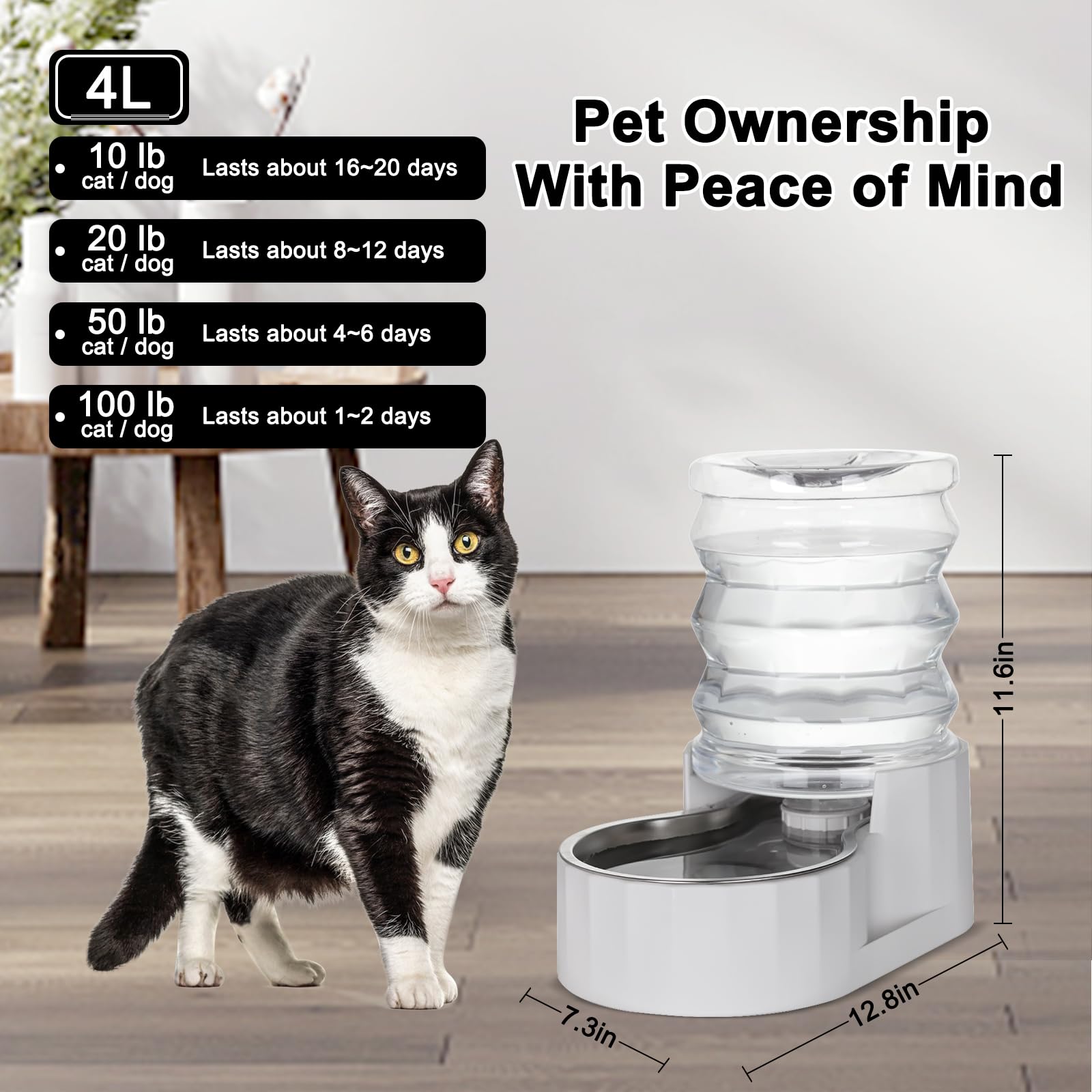 RIZZARI water feeder with detachable bowl for easy cleaning