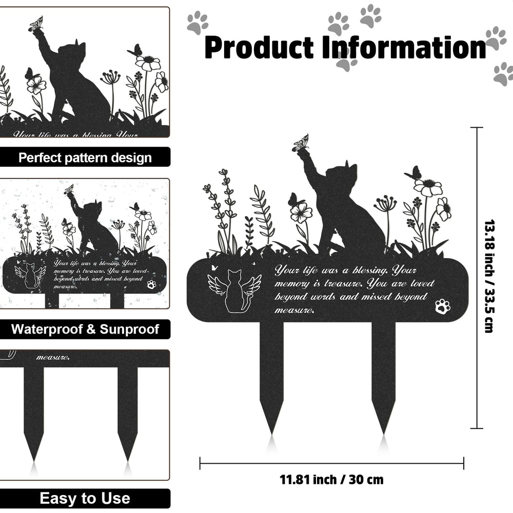 Rngmsi metal memorial plaque with cat silhouette for weatherproof display.