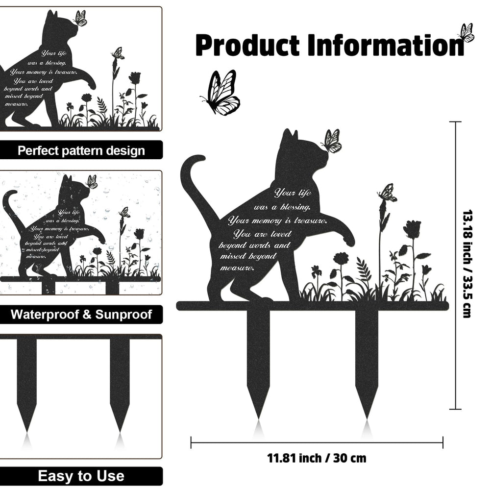 Rngmsi metal cat tombstone waterproof for outdoor garden or cemetery use.