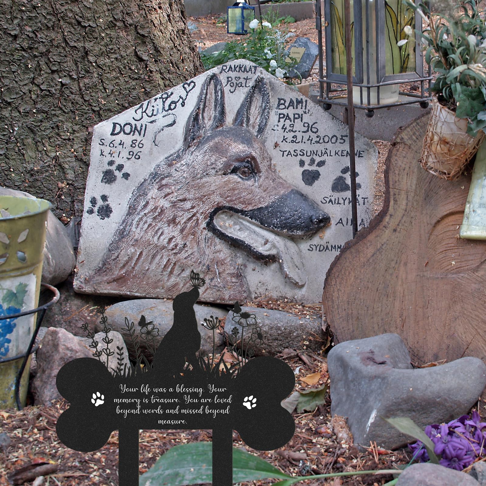Rngmsi Pet Grave Marker dog silhouette adds gentle remembrance in outdoor spaces