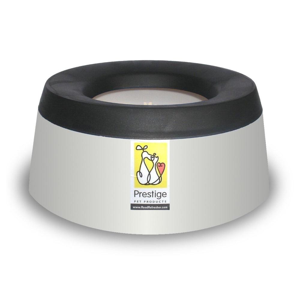 Road Refresher Prestige Pets water bowl dispenser with no-spill design for pets.