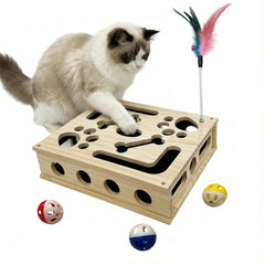 RoadAlchemist cat scratch puzzle box front view, enrichment during scratching.