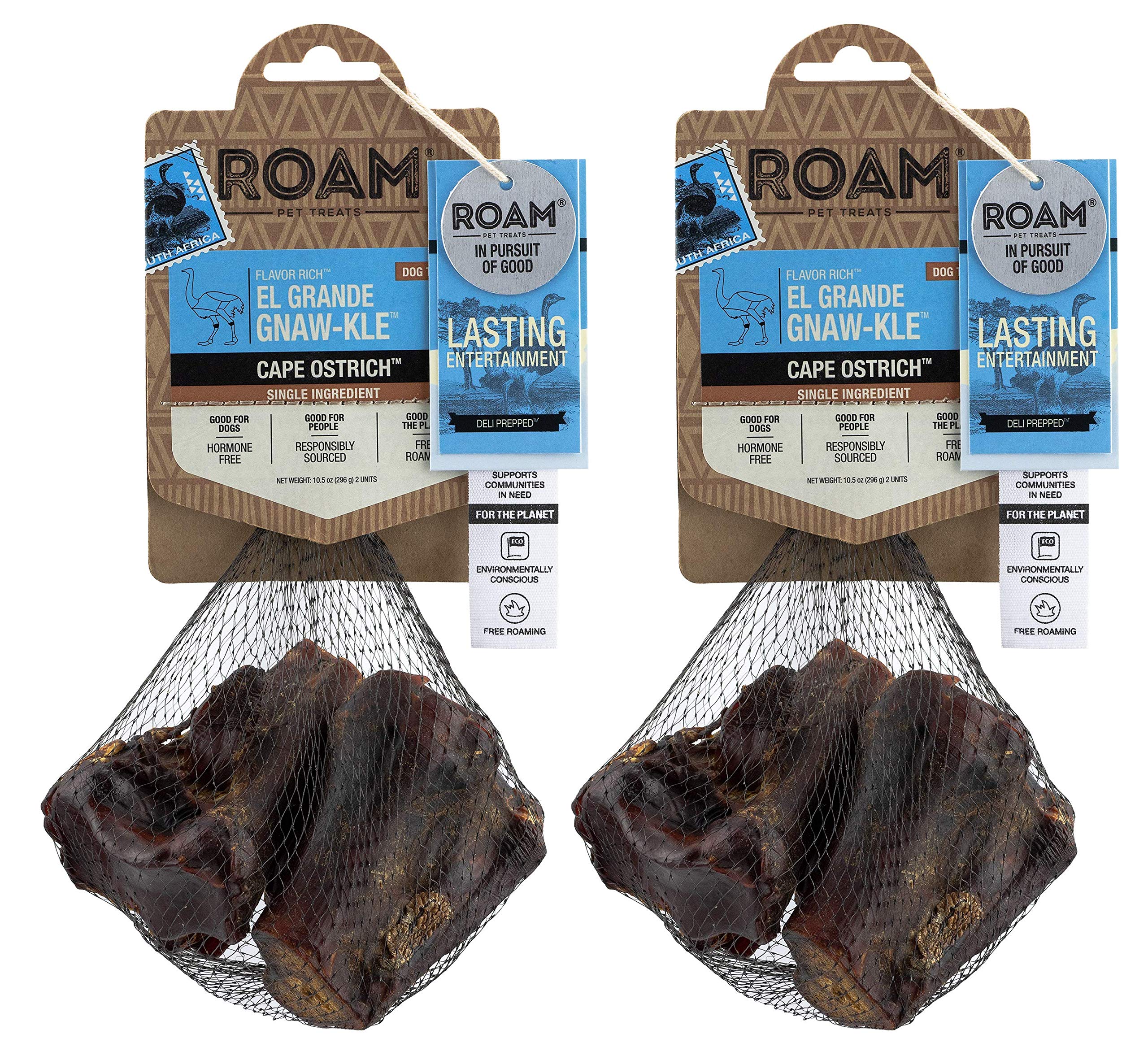 ROAM Ostrich Bone Chew front view for small to medium dogs