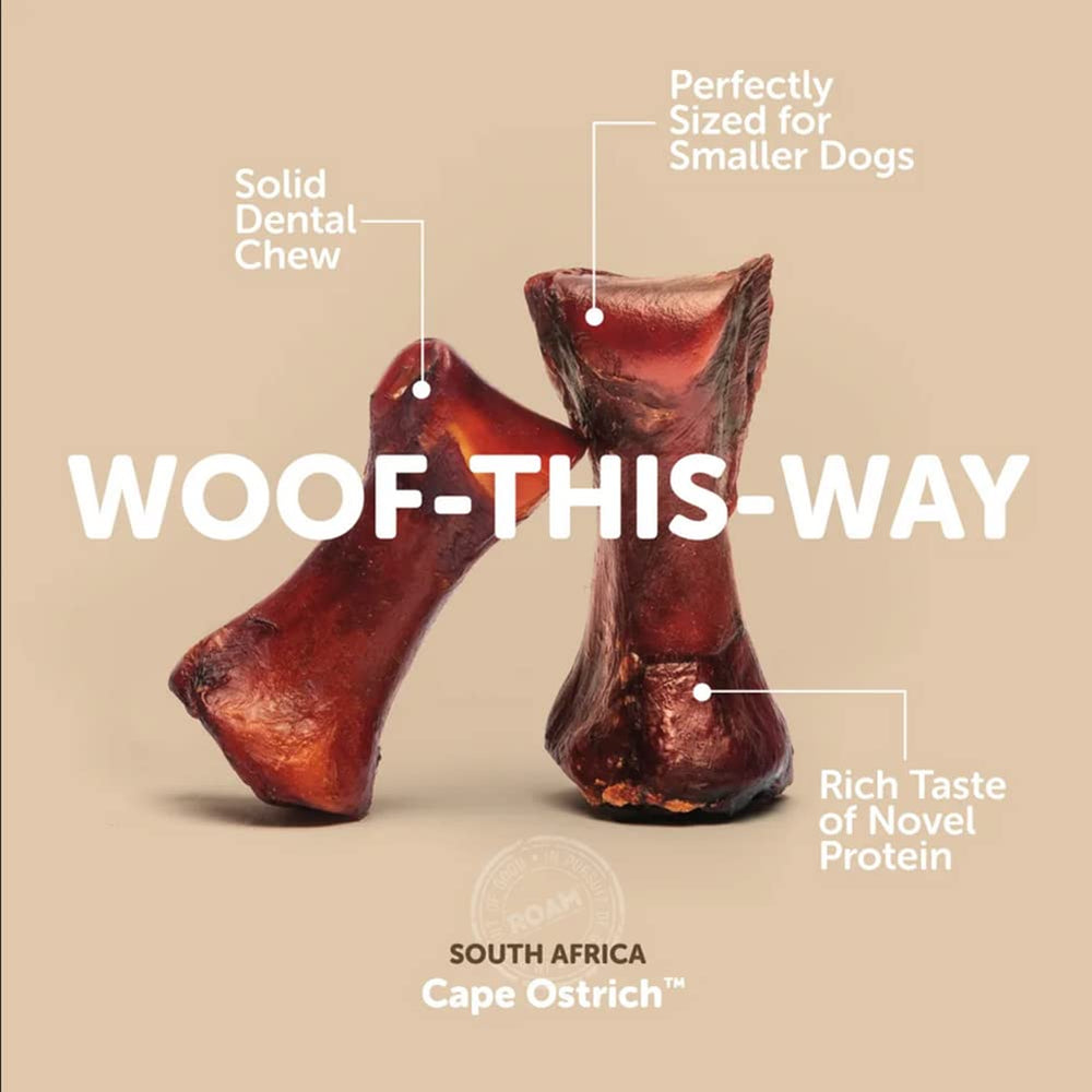 ROAM Ostrich Dog Chew small-dog use as training reward