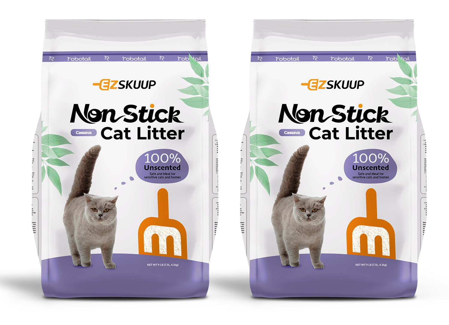 Robotail Premium Cat Litter non-stick clumps lift cleanly for easy scooping