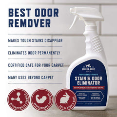 Rocco & Roxie enzyme cleaner action removing stains and urine.