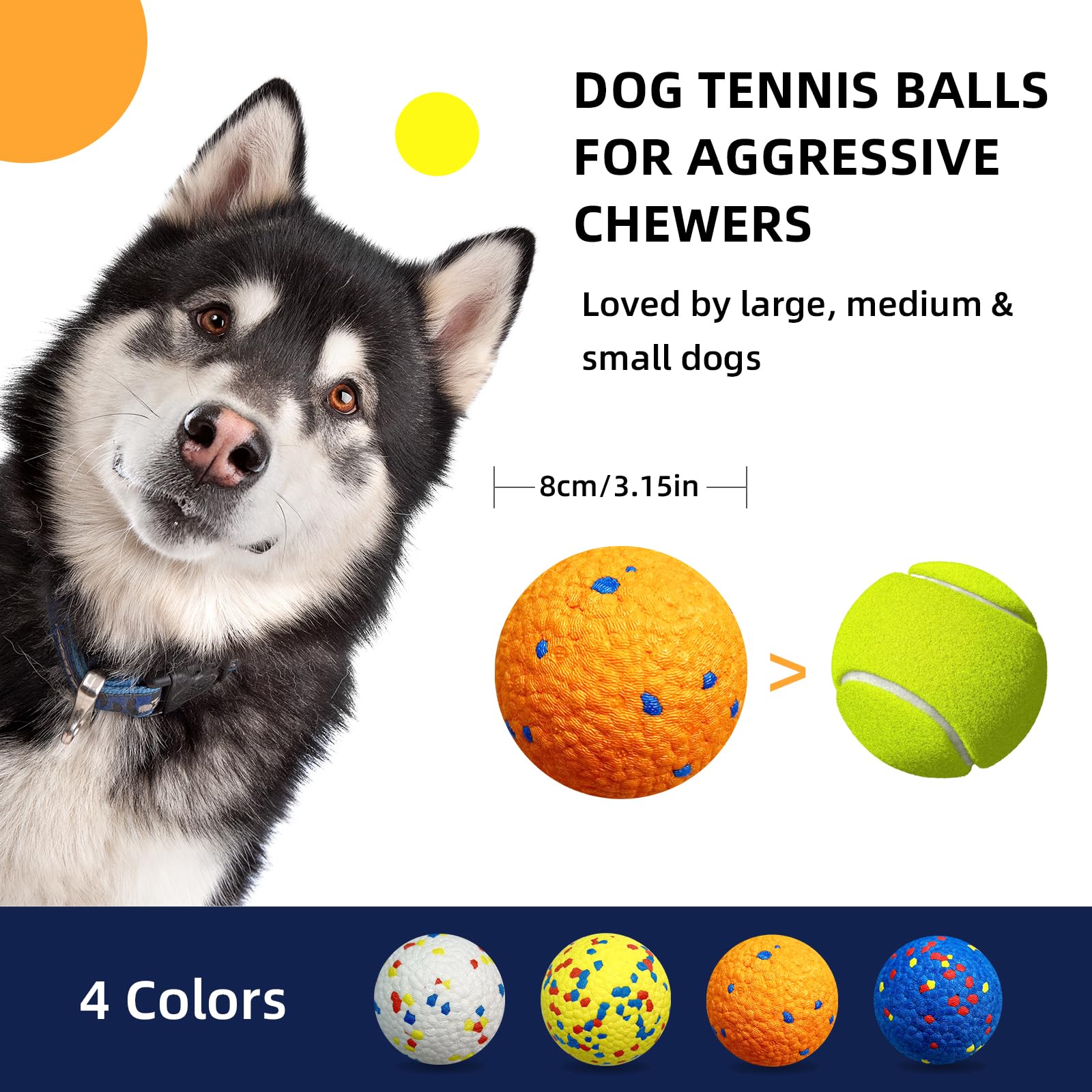 Rocfish aggressive-chewer ball in bright colors for high visibility during play.