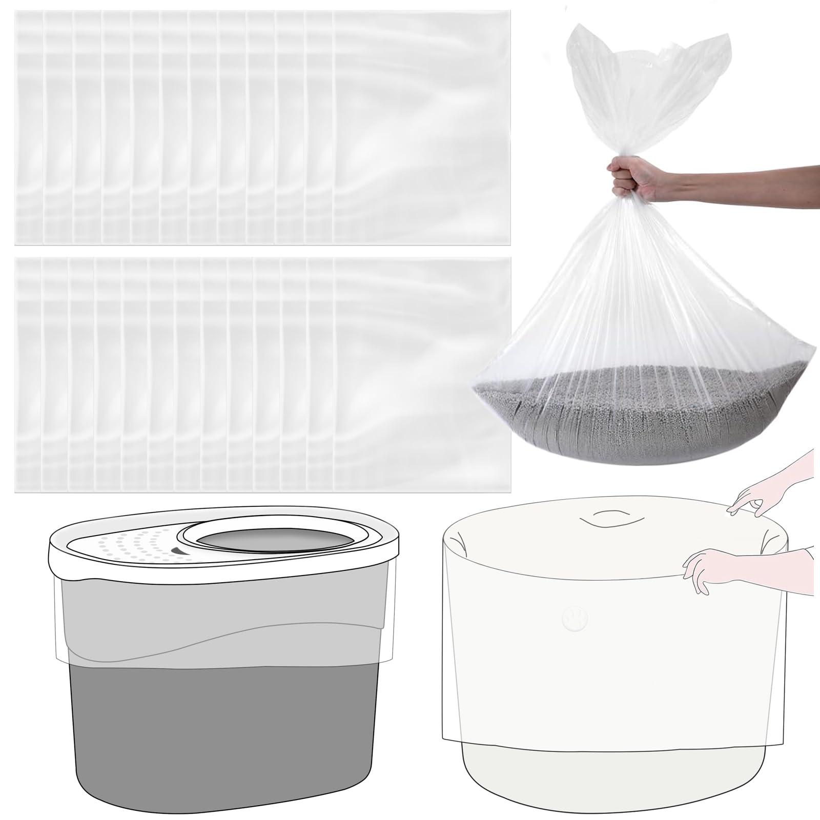 Rock Beard top-entry litter box liners 25-pack ready for quick setup and clean containment.