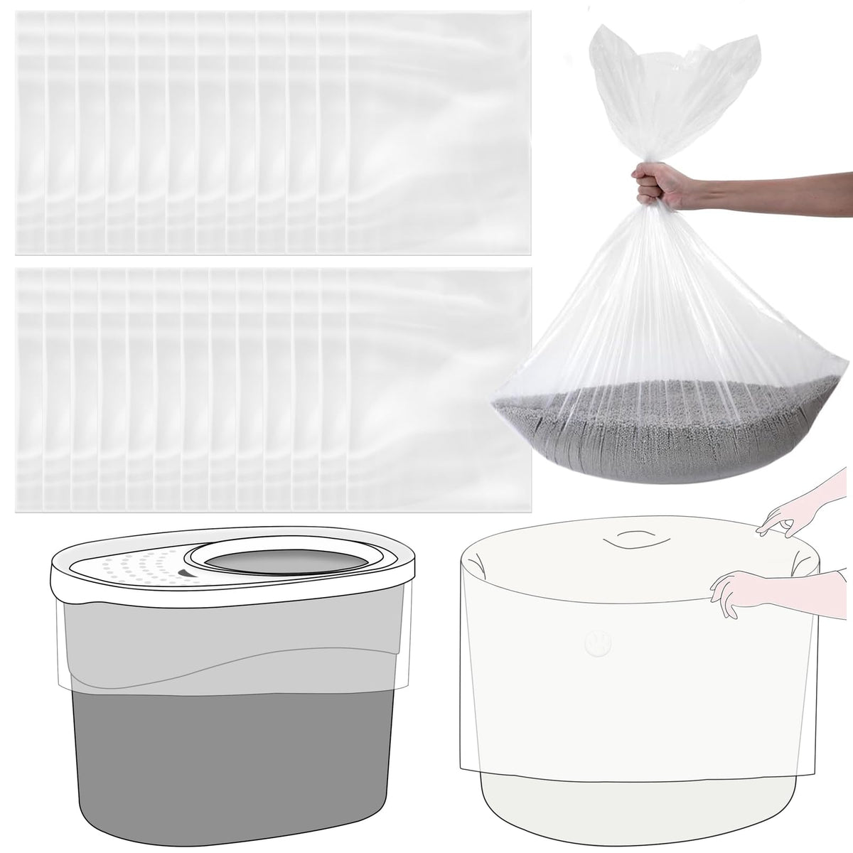 Rock Beard top-entry litter box liners 25-pack ready for quick setup and clean containment.