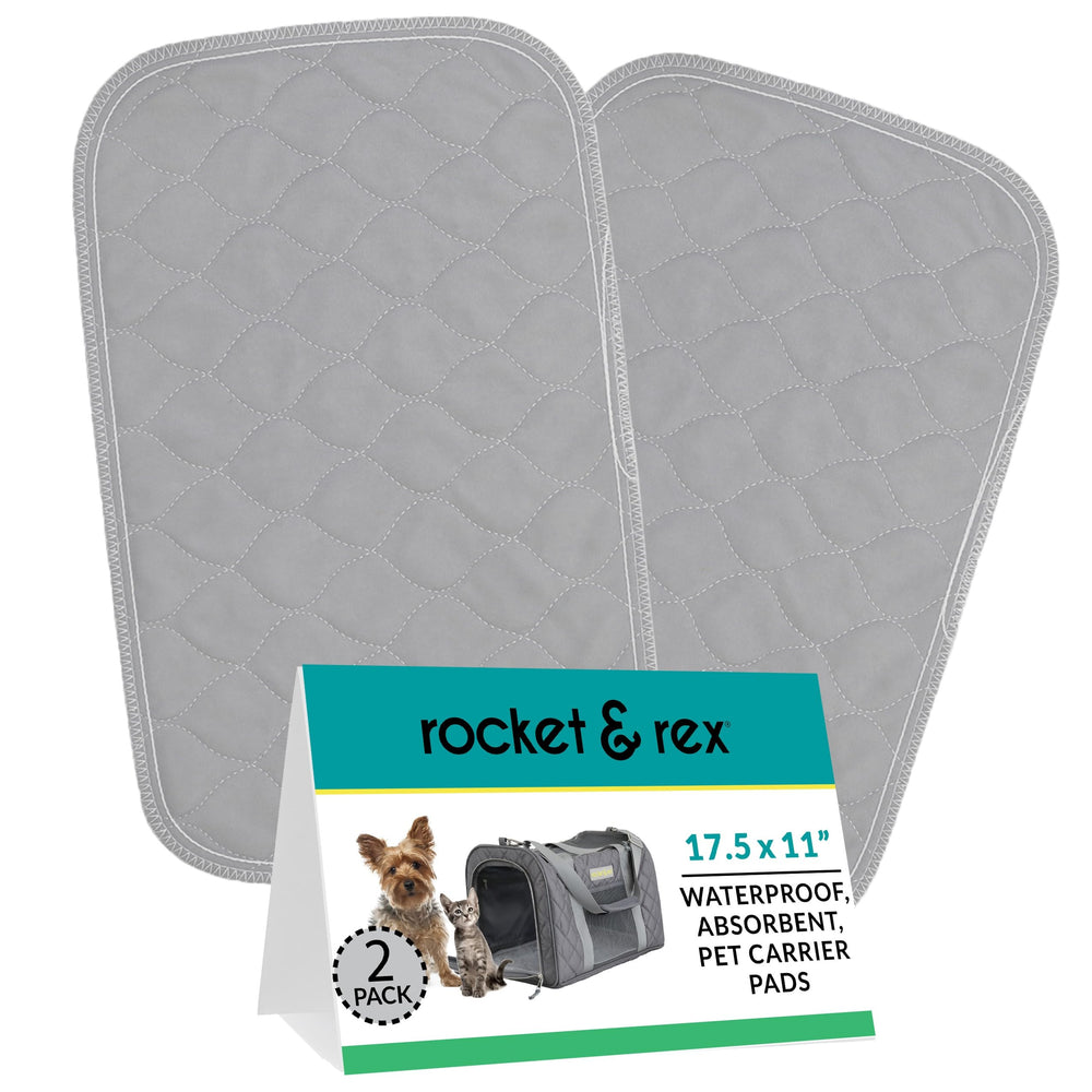 Rocket & Rex premium washable carrier pad with waterproof back keeps crates dry and clean.