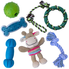 Rocket & Rex chew toy set for small breeds, a varied 6-pack for teething and play.