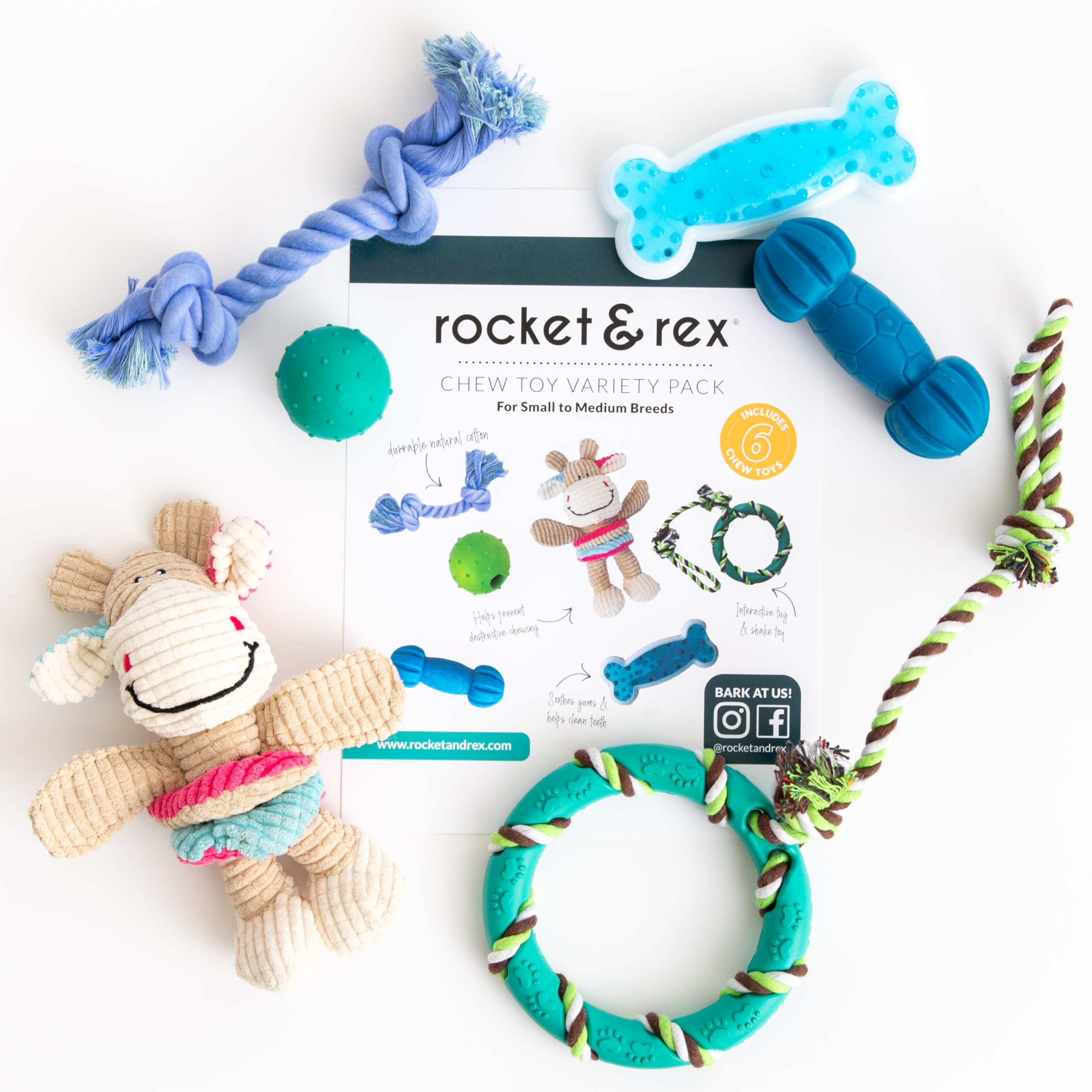 Rocket & Rex rubber ball with bell for interactive play and attention-getting sounds.