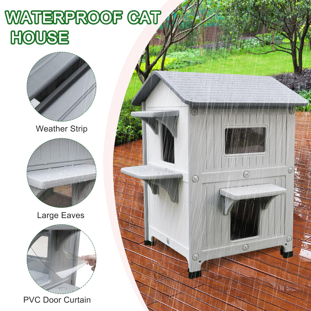 Rockever cat house easy-clean HDPE with removable roof for simple maintenance.