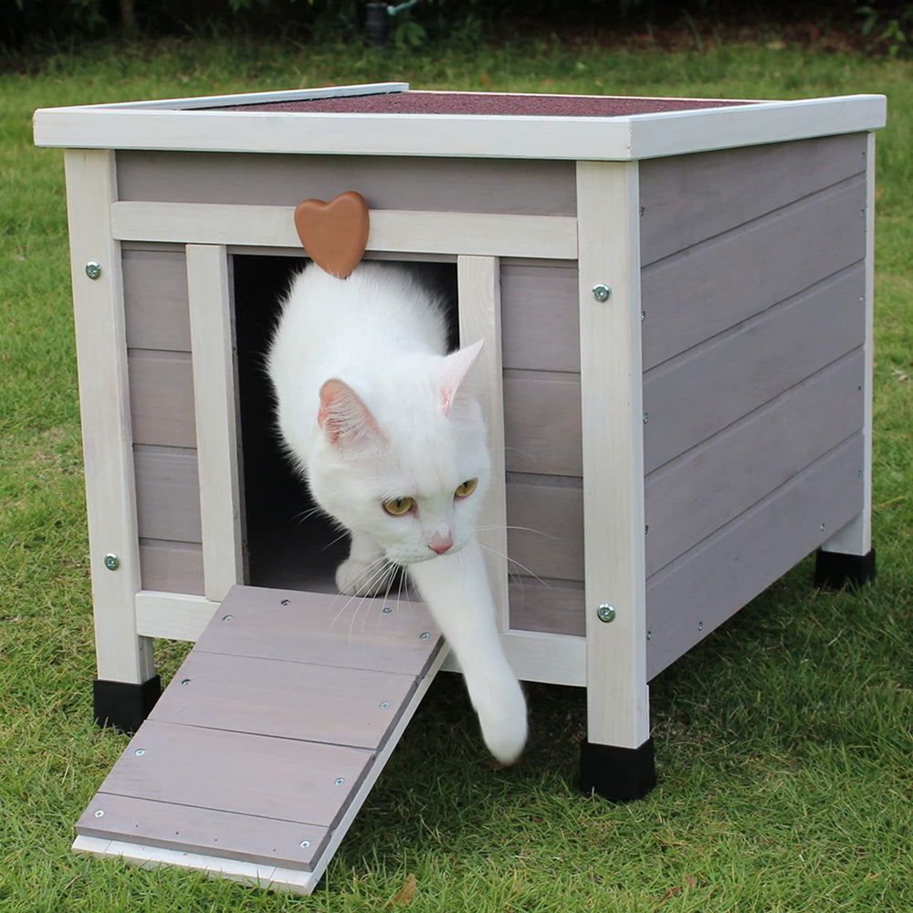 Rockever Outdoor Cat House with asphalt roof highlights weatherproof protection