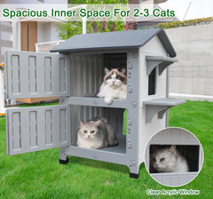 Rockever cat house escape door design enables quick safety for feral cats.