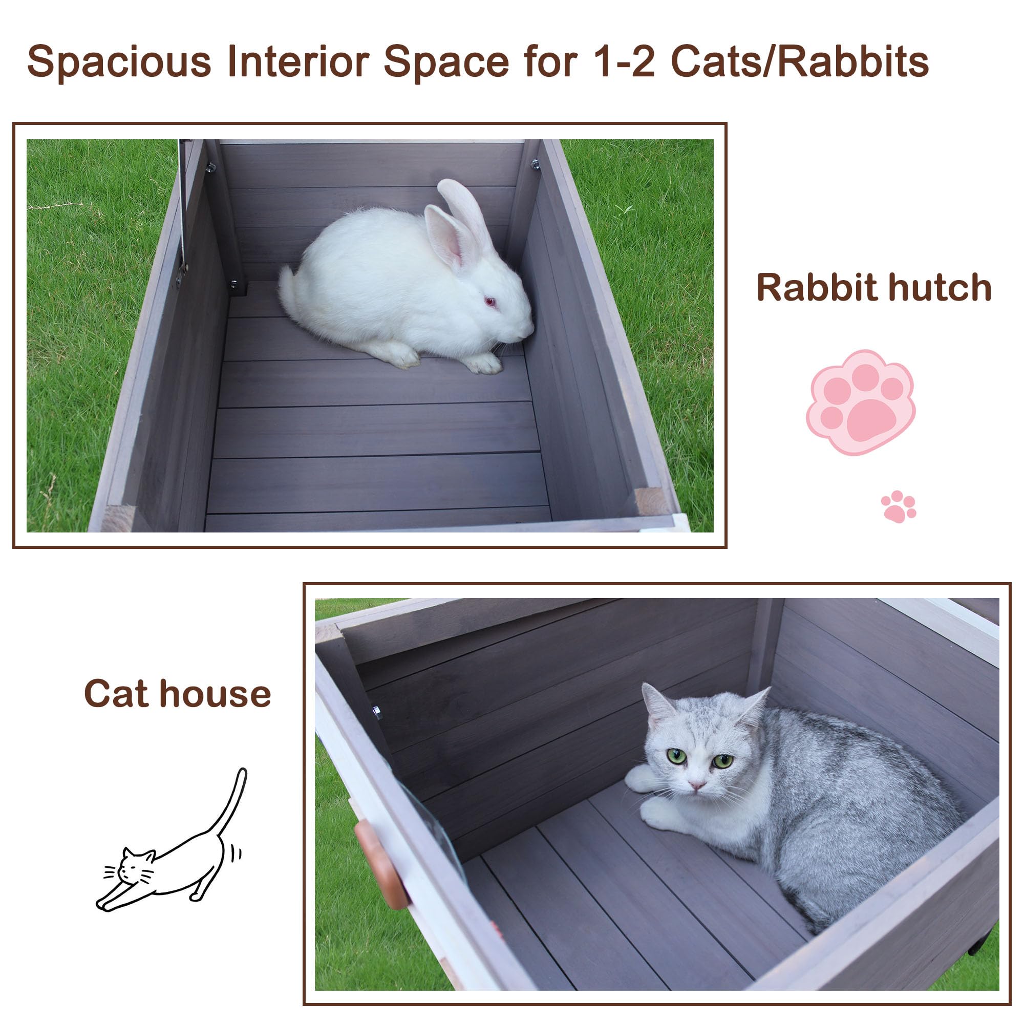 Rockever Outdoor Cat House bottom ventilation gaps ensure fresh air flow