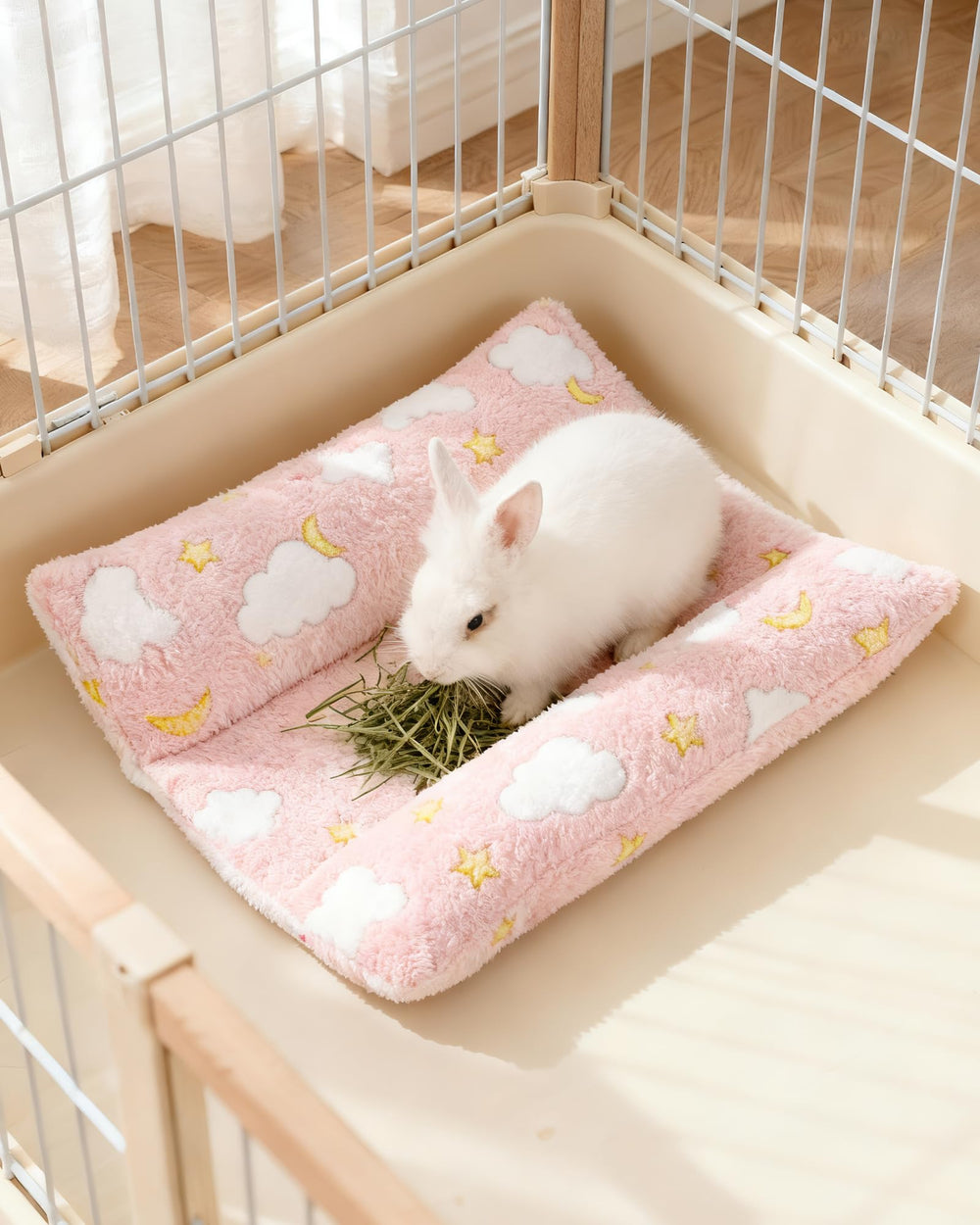 Rodizoo bunny bed durable cover closeup highlights chew-resistant material.