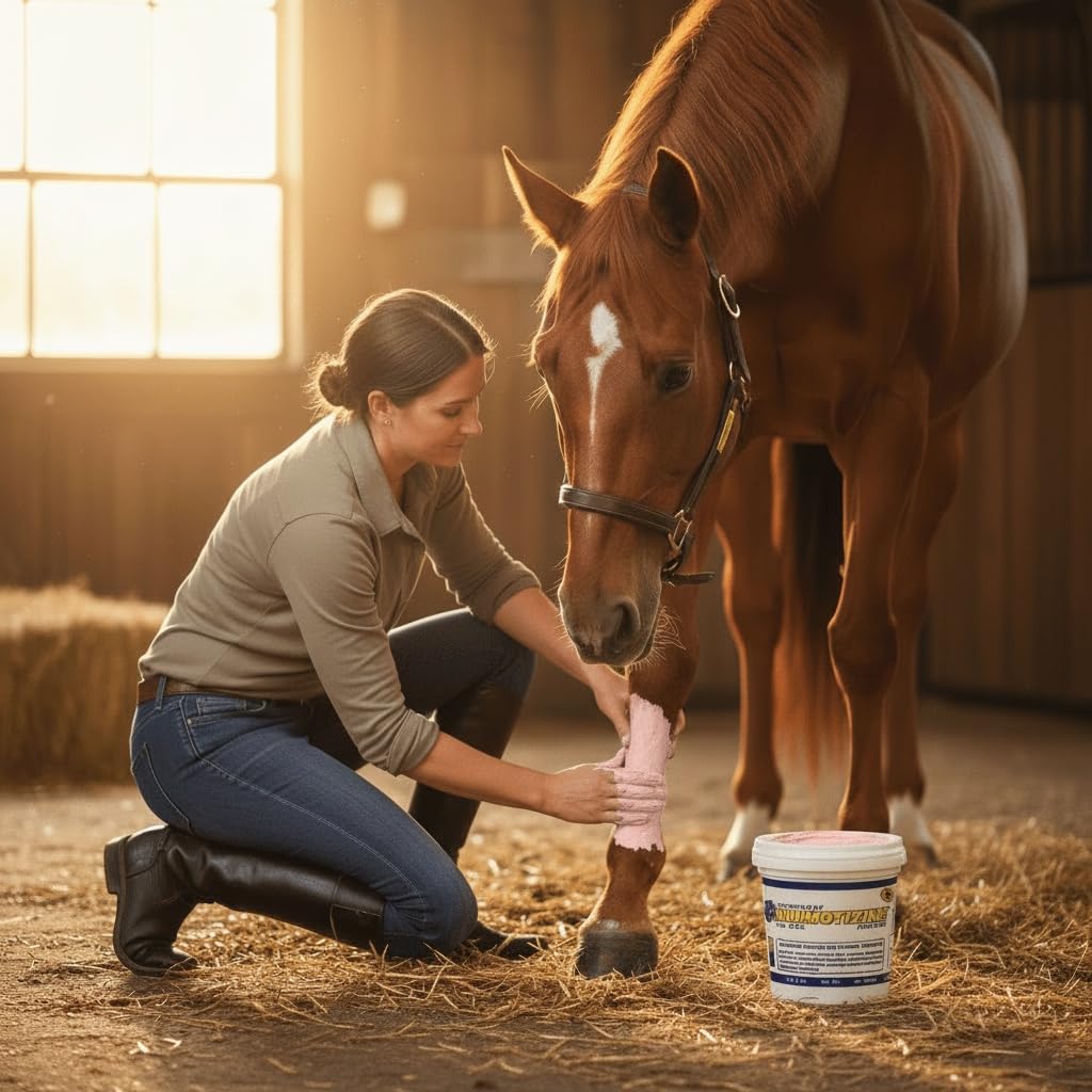 Rod's Numotizine poultice stored neatly for farm and horse care