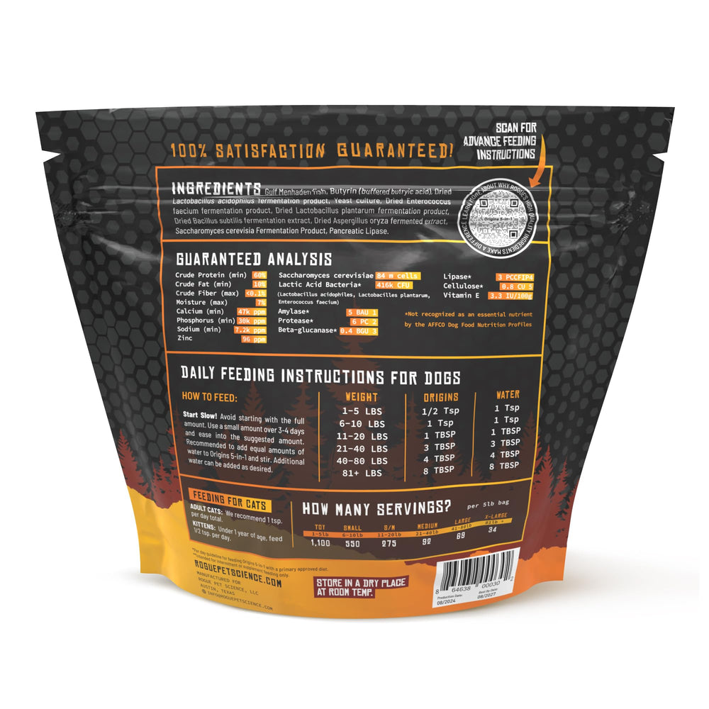 ROGUE PET SCIENCE Origins 5-in-1 dog supplement made in USA Texas