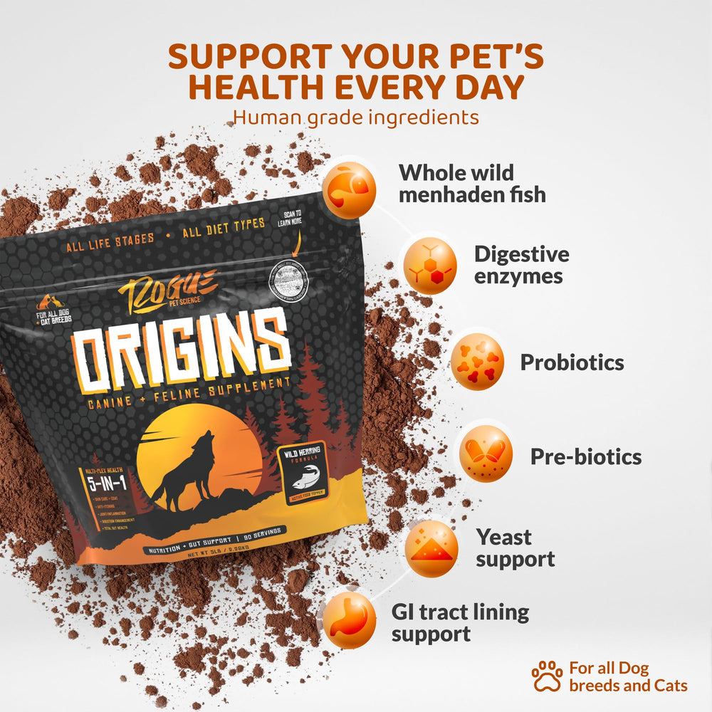 ROGUE PET SCIENCE Origins 5-in-1 dog supplement wild-caught fish oil omega nutrition