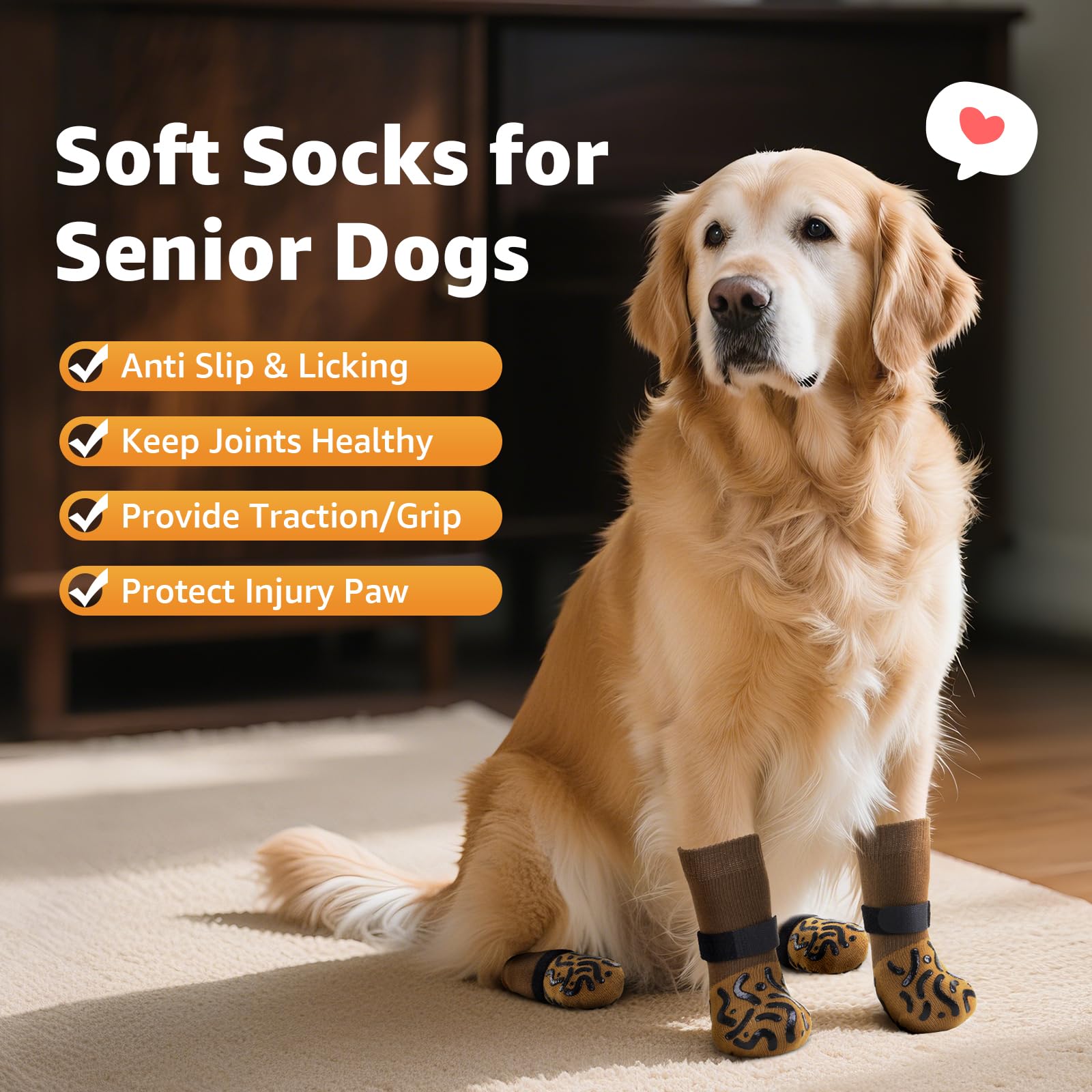 Roilpet size M guide showing paw width and sock length for proper fit.