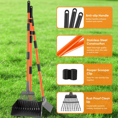 ROIUBPO Pooper Scooper adjustable-handle setup for comfortable cleaning.