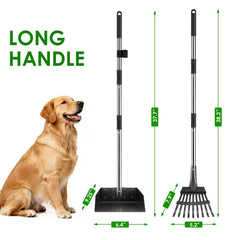 ROIUBPO pooper-scooper adjustable-handle allows comfortable use without bending.