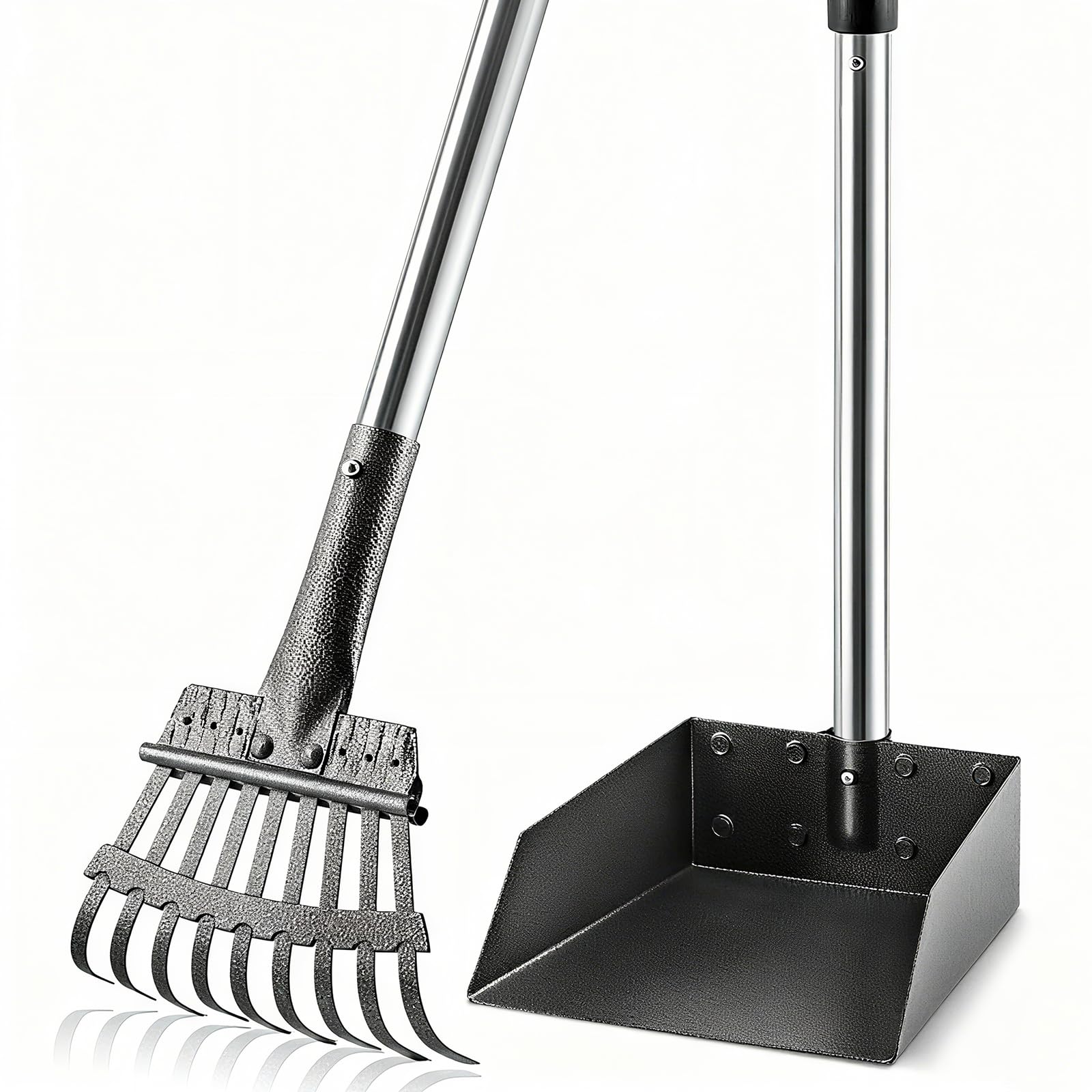 ROIUBPO pooper-scooper with long handle and tray for quick waste pickup.