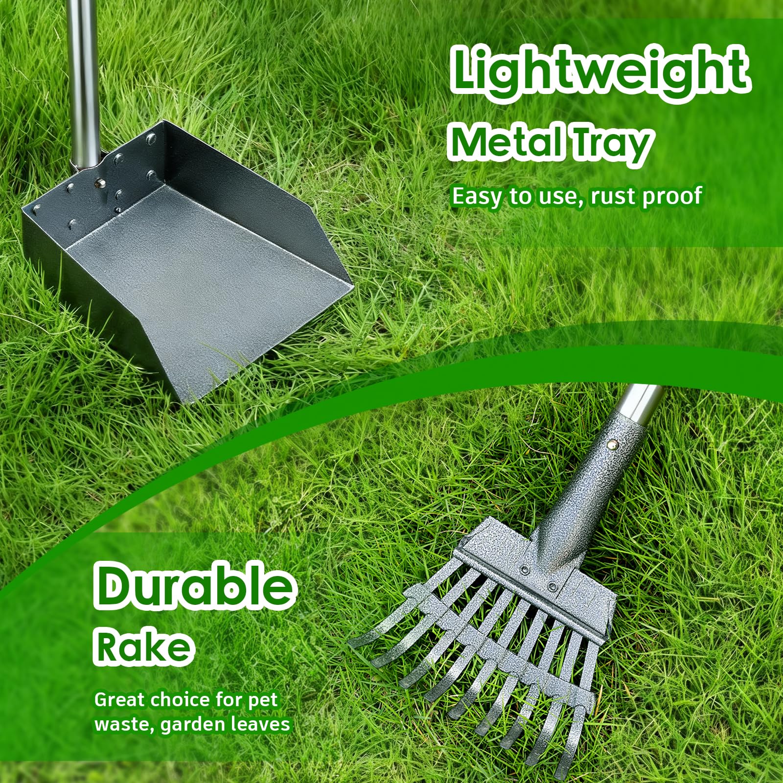 ROIUBPO pooper-scooper metal-clip-lock keeps parts secure during cleanup.