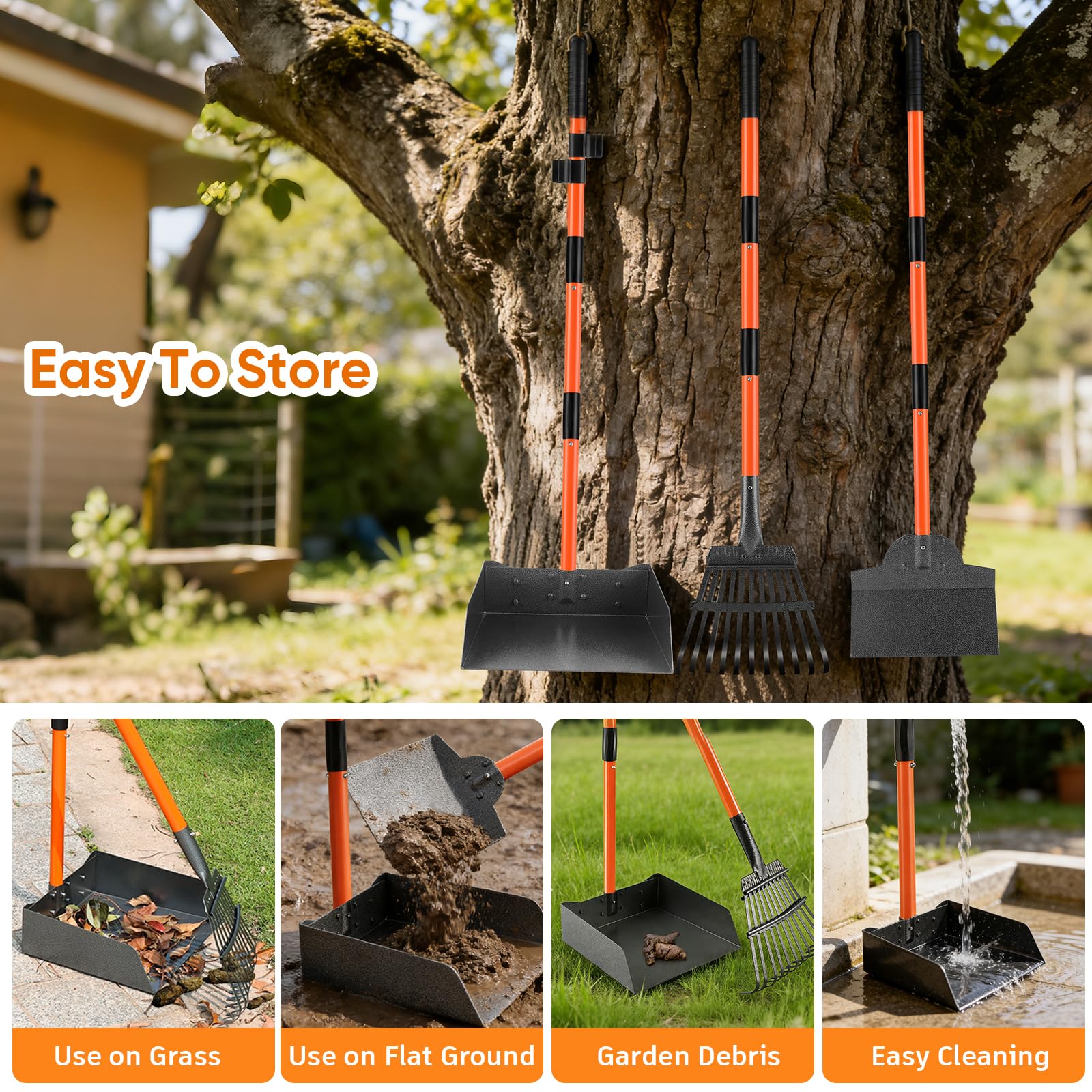 ROIUBPO Pooper Scooper works on grass, dirt, and gravel.