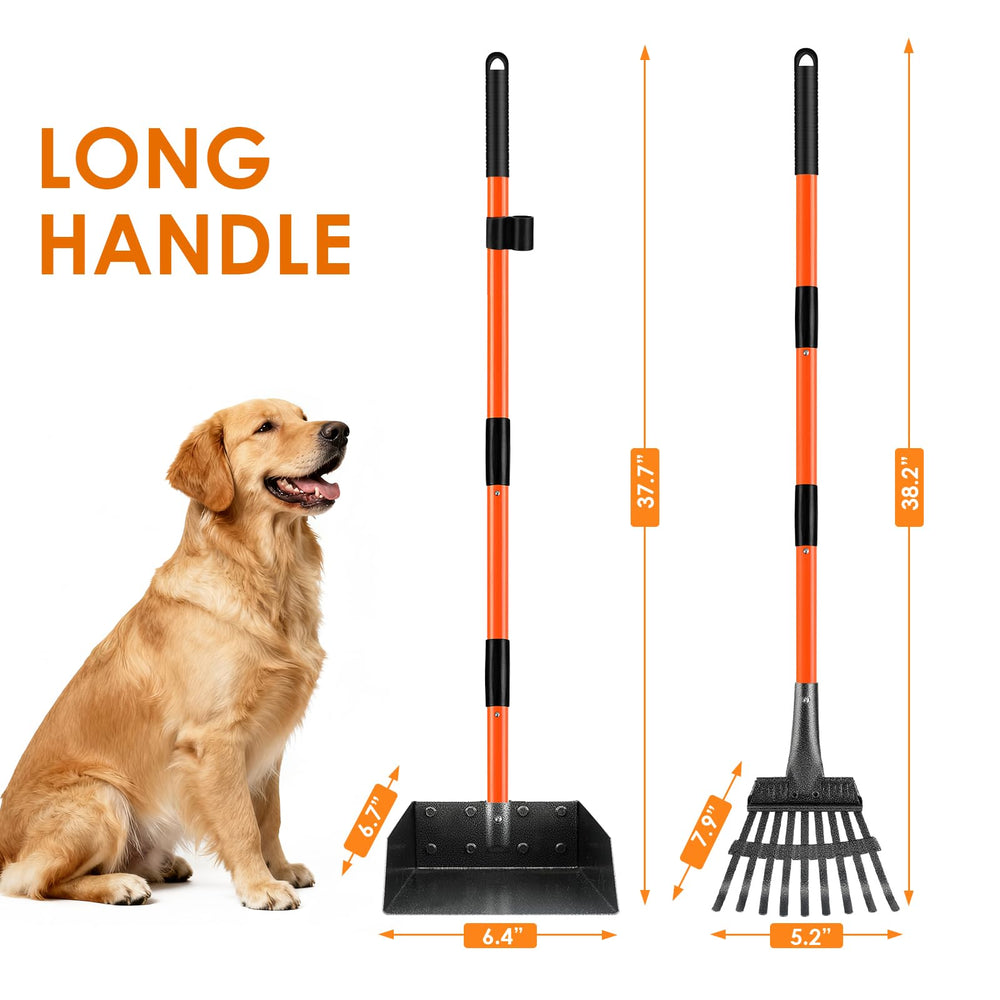 ROIUBPO Pooper Scooper rake system with adjustable handle for comfort
