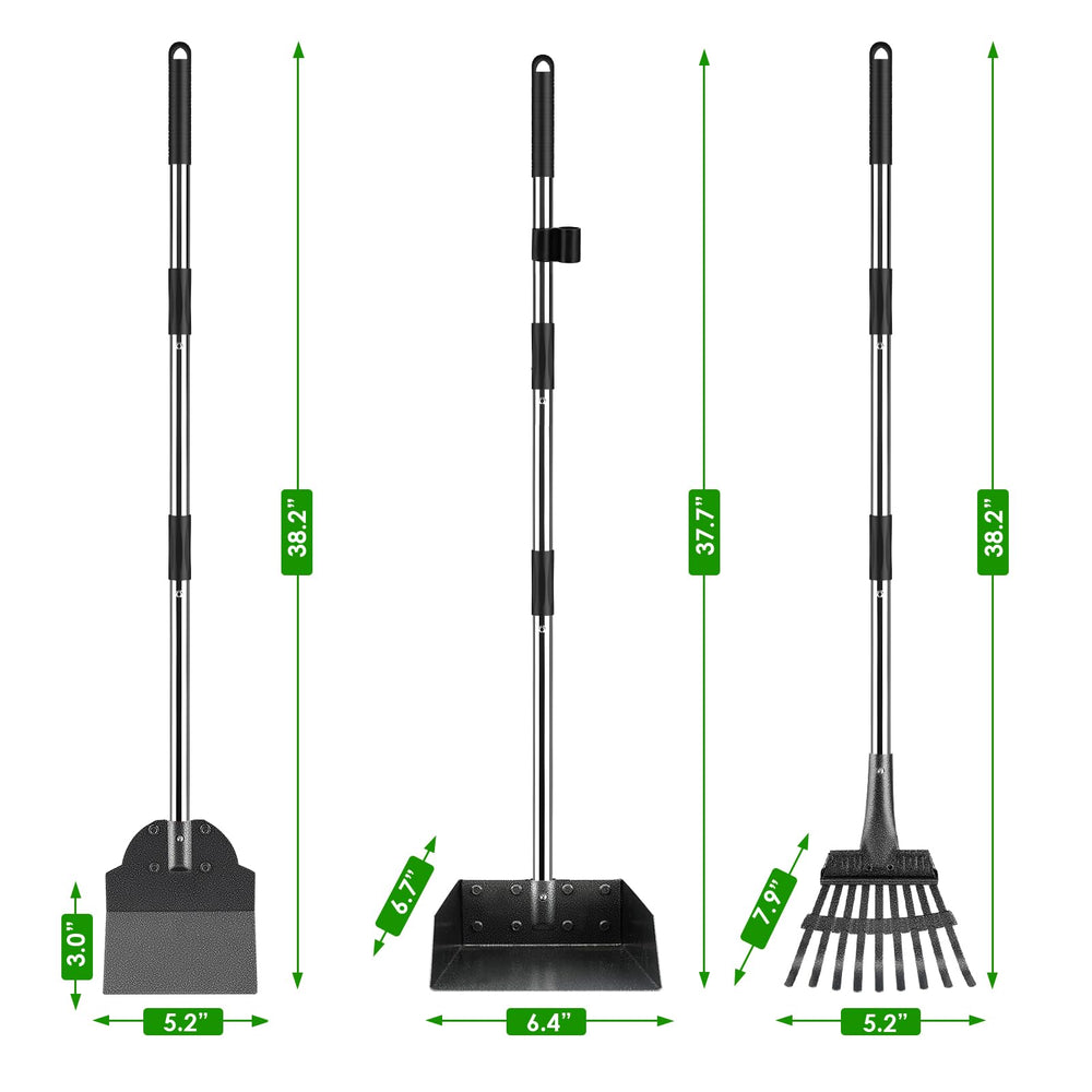 ROIUBPO pooper scooper rake for efficient cleaning on grass and gravel.