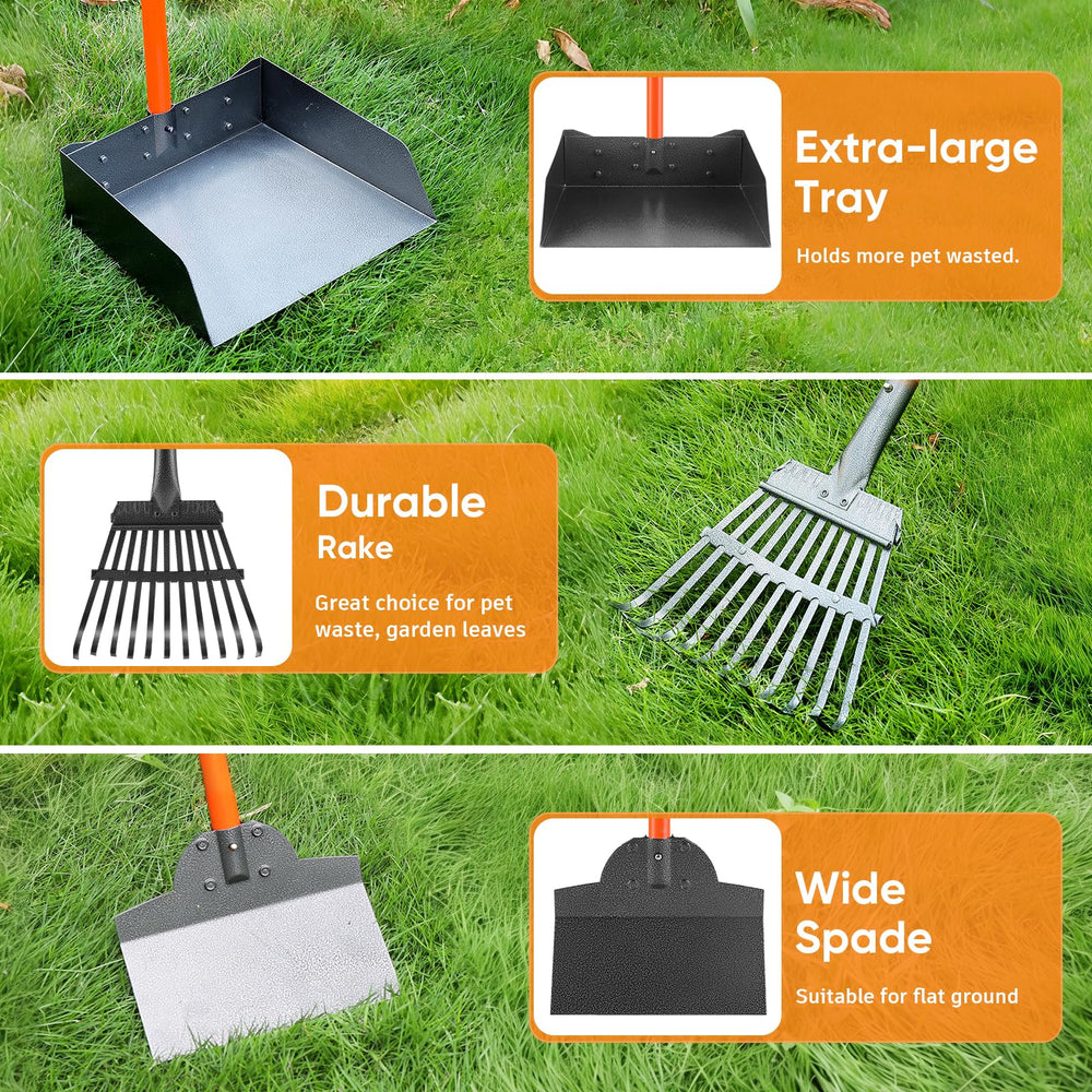 ROIUBPO Pooper Scooper stainless metal tray for durable use.