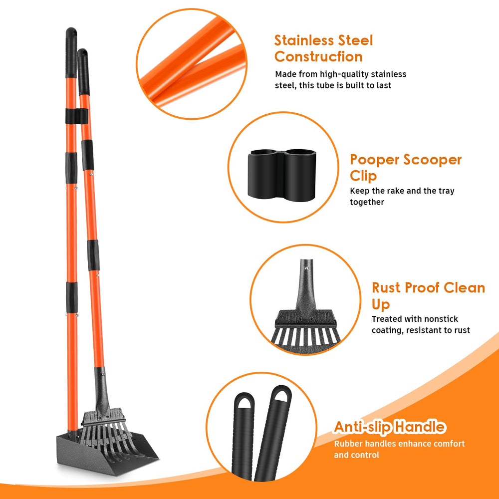 ROIUBPO Pooper Scooper stainless steel tray for durable waste pickup