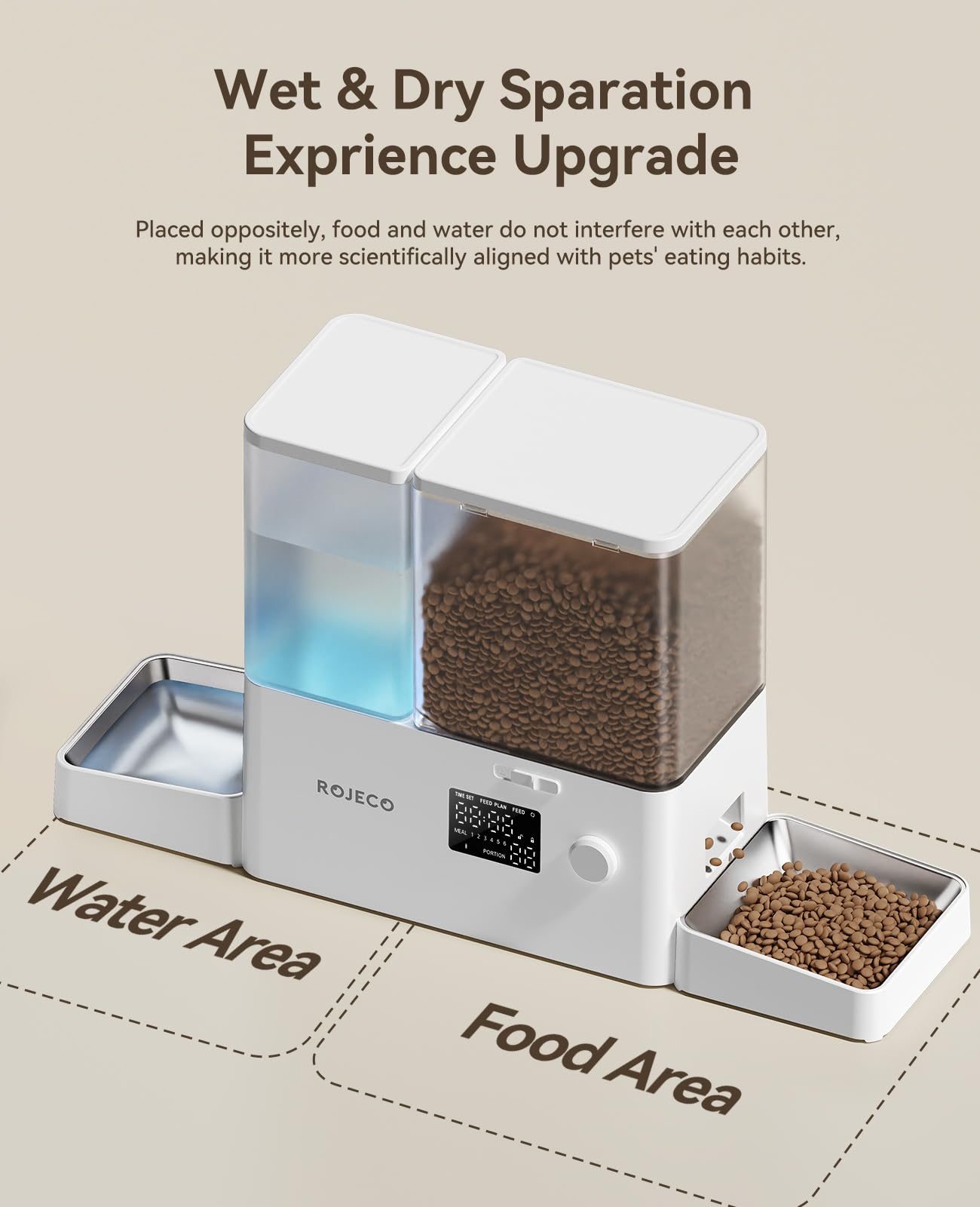 ROJECO 3.5L water reservoir close-up for easy monitoring