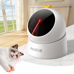 ROJECO Auto Laser Cat Toy with base attachment enabling flexible angles for engaging play.