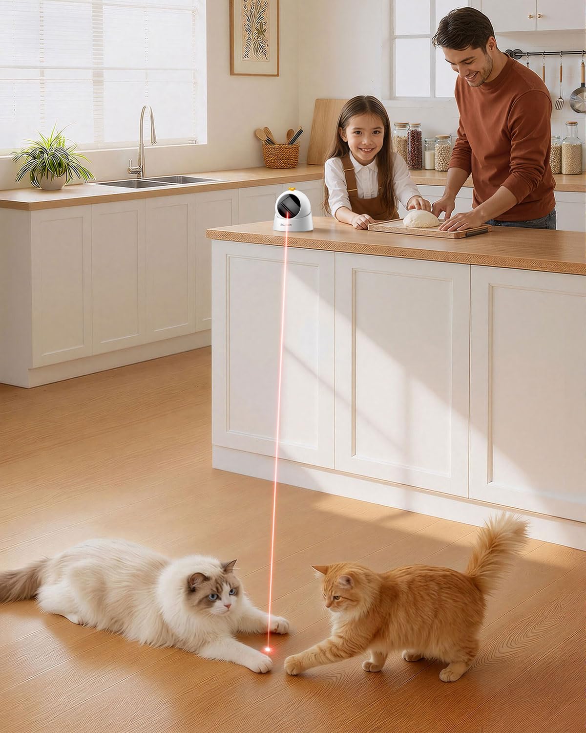 ROJECO Auto Laser Cat Toy magnetic base enables hands-free setup for focused play sessions.