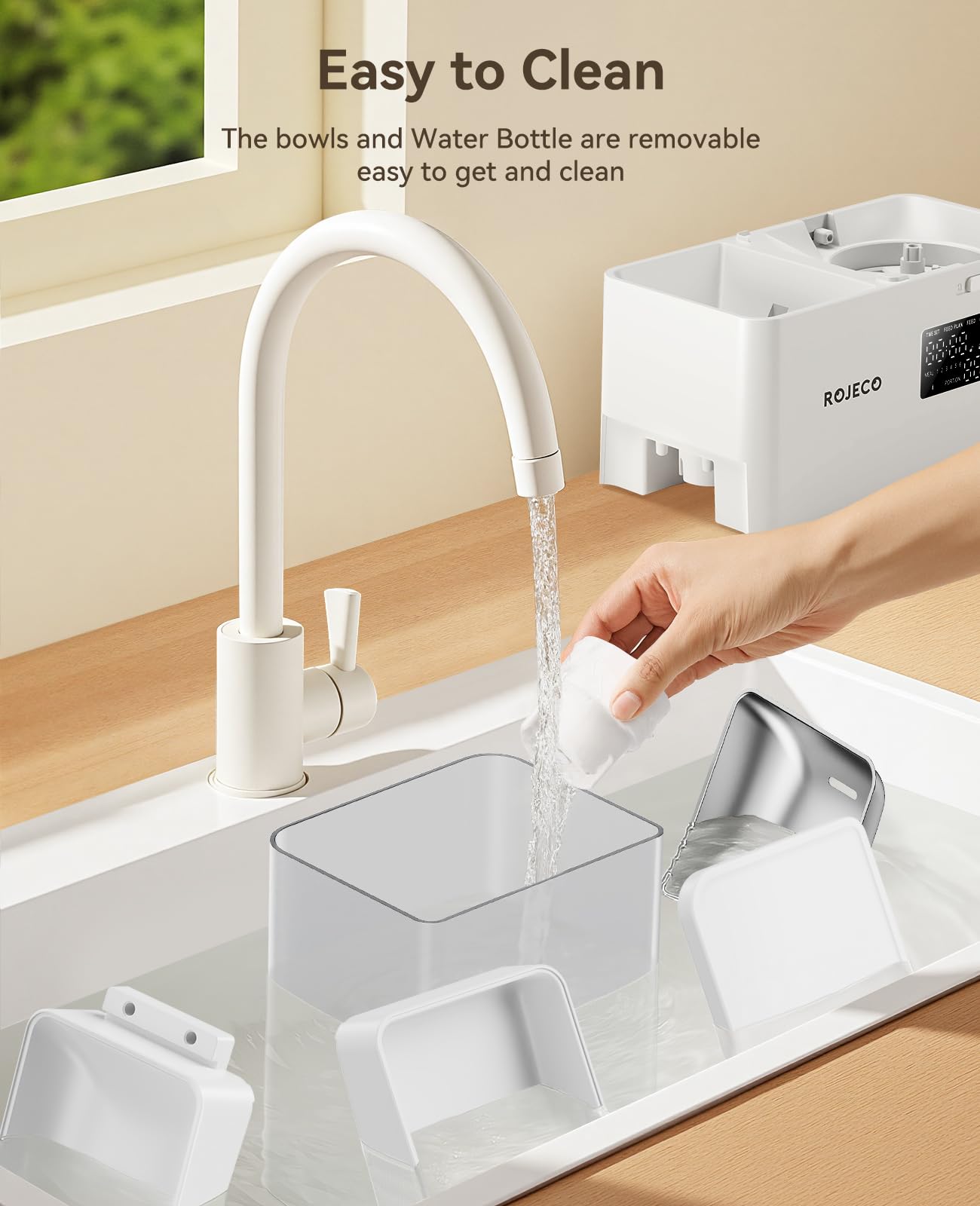 ROJECO triangular stable design reducing tipping by playful pets