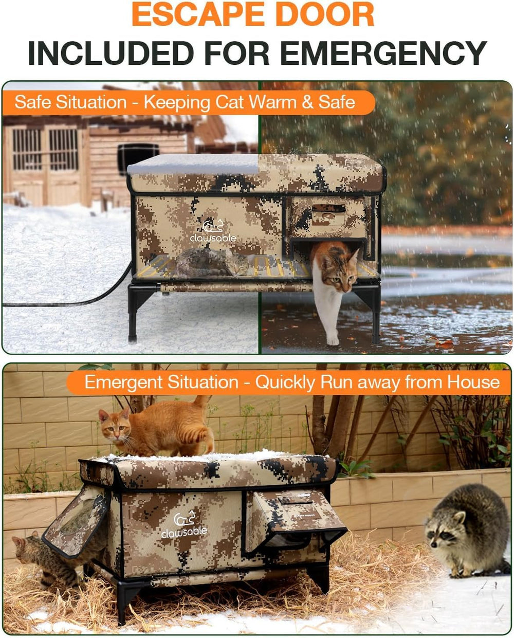 Rolimate cat escape door ensures quick exit while staying weather-protected.