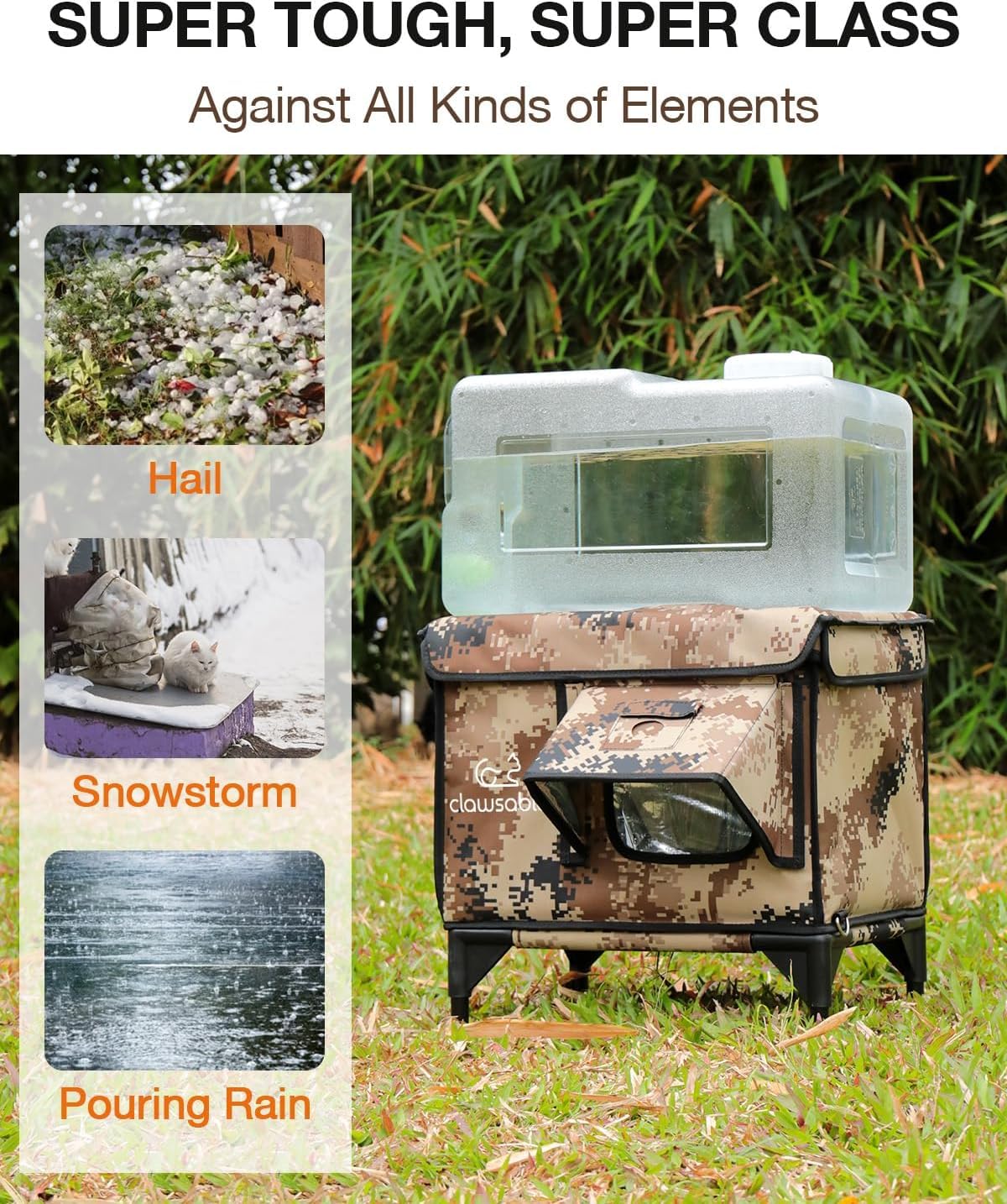 Rolimate elevated design keeps cats dry and away from ground moisture.