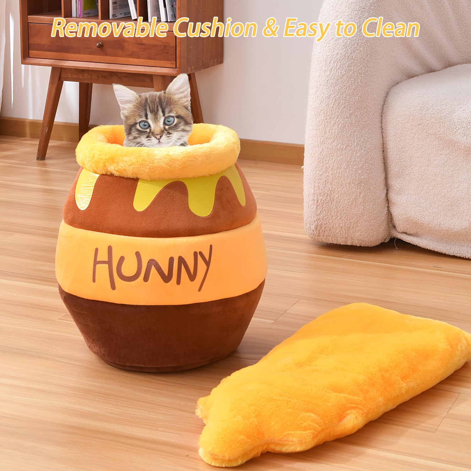 Romaneco Honey Pot Cat Cave crystal velvet fabric feels soft and durable.