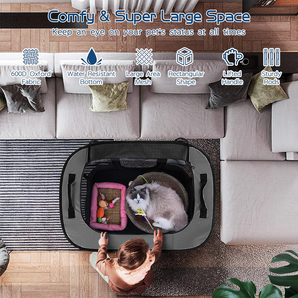 Romantic Bear 4-panel playpen offers roomy space for pets