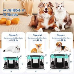 ROMANTIC BEAR dog playpen with 360-degree mesh views for airflow
