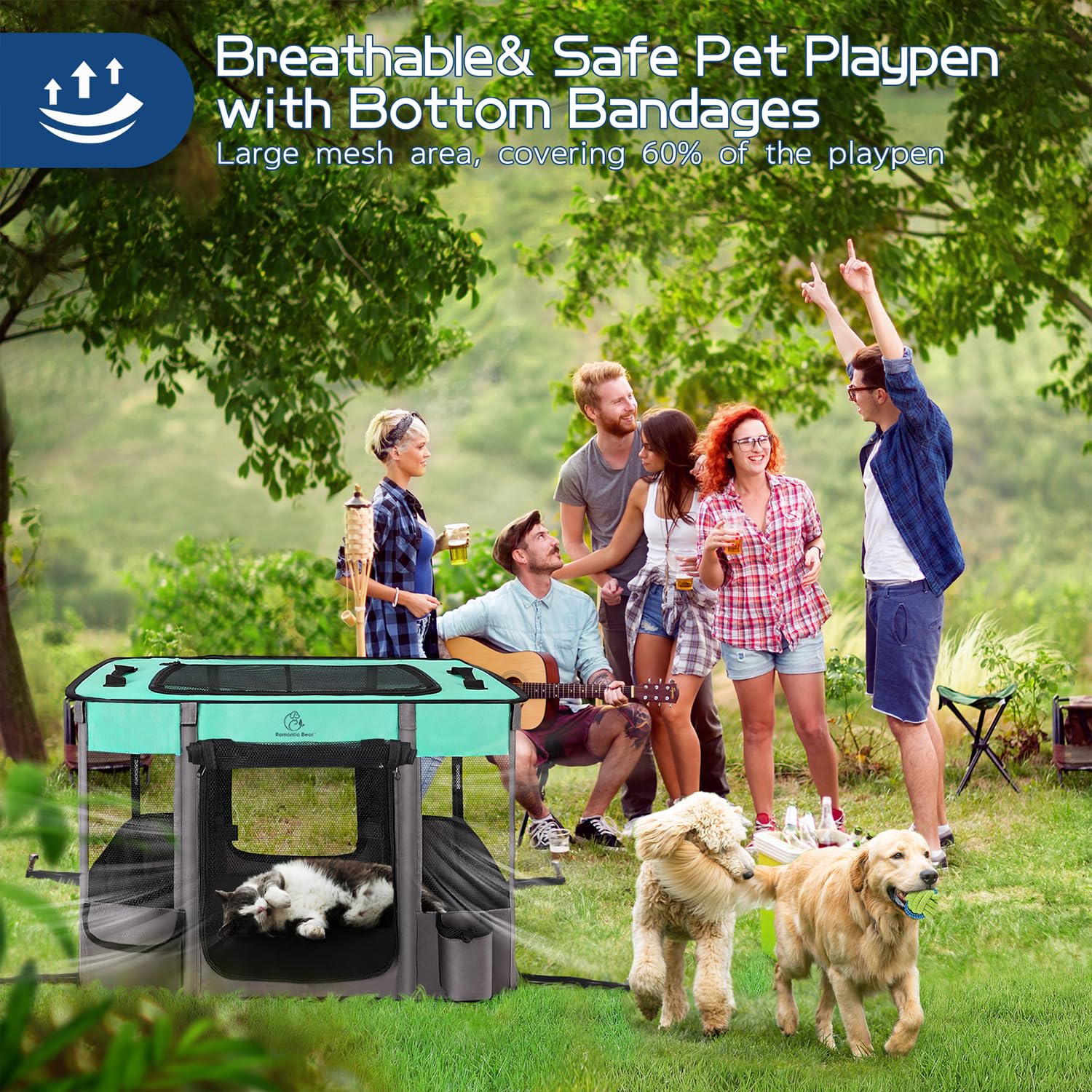 ROMANTIC BEAR dog playpen carry case for easy travel