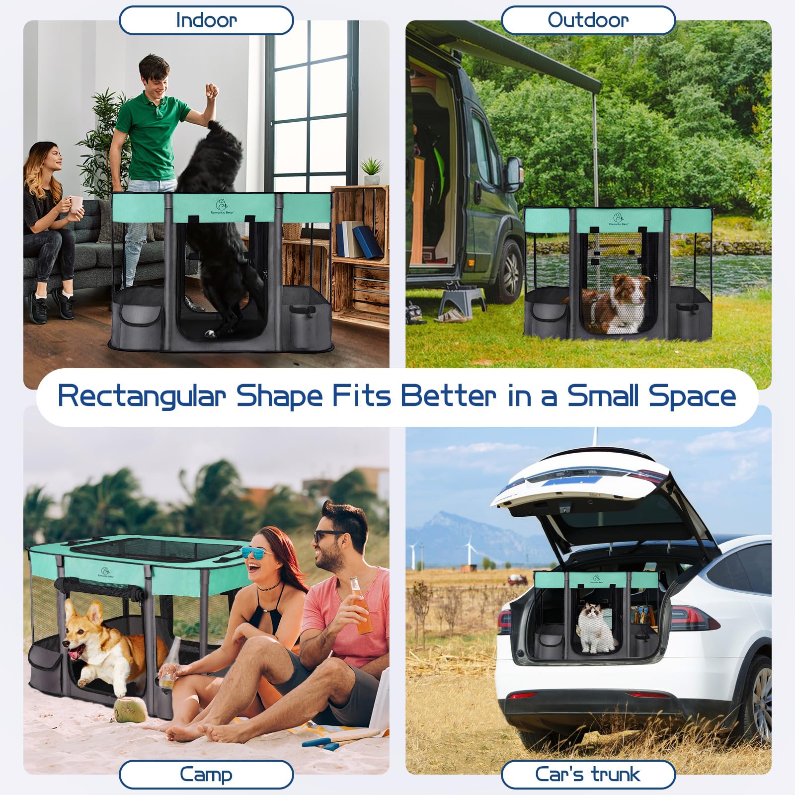 ROMANTIC BEAR dog playpen easy-clean surface for quick maintenance